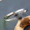Vintage Ethnic Style Carved Floral Inlaid Zirconia Bangle Elegant Adjustable Open Cuff Bracelet Men and Women Party Jewelry - Image 1
