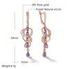 Shiny Purple Zircon Drop Earrings For Women Rose Gold Color Bride Wedding Jewelry Crystal Gift - Image 2