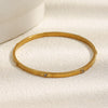 Stainless Steel Hammered Texture Small Round Rhinestone Closed Bracelet Gold Plated For Women's Gift - Image 6
