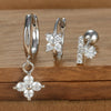 3PCS Silver Color Stainless Steel Crown Hoop Earring Set for Women Four Flower Zircon Cartilage Piercing Earring Jewelry - Image 9