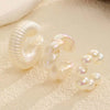 Retro Pearl White Striped Ear Clip for Women Geometric C-Shaped Resin Without Piercing Cartilage Ear Cuff Jewelry Gifts - Image 3