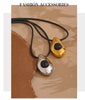 Stainless Steel Water Drop Agate Stone Pendant PU Leather Necklace for Women Statement Jewelry Accessories - Image 13