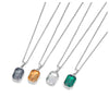 Sparkling Stainless Steel Geometric Square Cubic Zirconia Crystal Pendant Necklace Jewelry For Women - Image 3