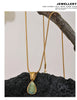 Stylish Green Glass Crystal Water Drop Pendant Necklace for Women 316l Stainless Steel Cast Gold Color Jewelry - Image 18