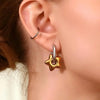 Chunky Bold Dual-Toned Lucky Star Puffy Dangle Charm Stainless Steel Hoop Earrings Boho Jewelry for Women Gift - Image 1