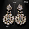 Luxury Round Drag Queen Dangle Earrings Exaggerated Pendant Women Bridal Jewelry 2024 Trend Crystal Hanging Earrings Prom Gift