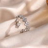 French jewelry gold plated flower zircon open ring elegant women's daily work accessory - Image 8
