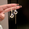Letter D Asymmetric Long Tassel Zircon Earrings For Women Korean Sparkling Earrings Jewelry Party Gifts - Image 22