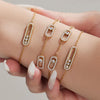Three Slidable Zircon Pendant Necklace Bracelet Ring Gold Plated Stainless Steel Chain Necklaces Bracelets Rings Jewelry Set - Image 6
