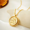 Vintage Rotating Round Disc Pendant Necklace for Women Men Two-sided Letter Signet Moon Sun Leaf Stainless Steel Jewelry - Image 5