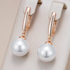 Simple 10mm 12mm 16mm Pearl Drop Earrings for Women Rose Gold Color Bridal Daily Earrings Wedding Jewelry - Image 1