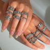 316L Stainless Steel Leaf Stripe Weave Chain Open Ring for Women Men Special Punk Jewelry Gifts - Image 2
