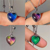 Thermochromic Mood Monitor Heart Pendant Necklace Color Change As Emperature Women Girls Clavicle Chain Necklaces Lover Jewelry - Image 4