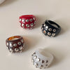 Vintage Rivet Acrylic Chunky Irregular Wide Ring for Women Unique Design Ellipse Shape Ring Set Daily Party Jewelry Gift - Image 1