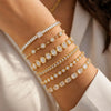 Cubic Zirconia Chain Tennis Bracelet Women, Gold Plated CZ Link, Elegant Sparkling Stackable Statement Wrist Jewelry Gift - Image 2