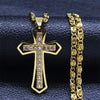 Catholic Cross Amulet Crystal Pendant Men Chain Necklace Gold Color Stainless Steel Necklaces Jewelry Masculino N4930S02 - Image 7