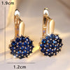 Cute Sunflower Blue Crystal Round Zircon Hoop Earrings For Women Rose Gold Silver Color Wedding Flower Jewelry Engagement Gift - Image 5