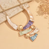 Boho Colorful Enamel Geometric Bib Necklace Hammered Statement Jewelry for Women Beach Vacation Party Daily Wear - Image 6