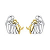 Two Tone Gold Silver Women And Dog Pendant Earrings Stainless Steel Small Hoop Earrings Animal Jewelry - Image 9