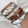 Four-Piece Resin and Acrylic Bangle Set in Multicolor and Gold-Tone or Silver-Tone Styles - Image 1