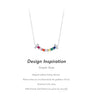 MODIAN 925 Sterling Silver Smile Square Rainbow Colorful Zirconia Pendant Necklace Neck Chain For Women Fine Jewelry