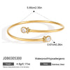 Round Zircon Cuff Bracelet For Women Gold Pvd Plated Stainless Steel Party Jewelry - Image 7