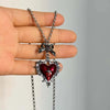 Y2K Bow Heart Pendant Necklace for Women Girls Gothic Red Drip Oil Thorn Cross Choker Necklaces Party Jewelry Accessories - Image 4