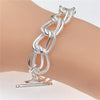 silver bracelet double ring bracelet women engagement jewelry gift - Image 1