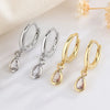 Water Droplet Zircon Hoop Earrings for Women Elegant White CZ Dangle Earrings Huggies Jewelry Gifts - Image 1