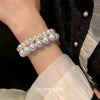Elegant White Faux Pearls Beaded Bracelets for Women Adjustable Elastic Rope Bracelet French Hands Jewelry Accessories - Image 3