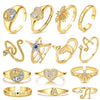 Gold Snake Adjustable Ring Silver Golden Letter A Free Heart Star Moon Open Rings For Women Jewelry Gift - Image 1