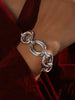 Stainless Steel Oval Links Chain Bracelets for Women Girls, Dainty Simple Minimalist Metal Links Wristband - Image 1