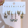 6pcs Pendant Earring Set Star Flower Butterfly and Simple Hoop Earrings Jewelry Gold Plated Accessory - Image 24