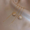 Shiny Zircon Ball Flower Pendant Long Earline For Women's or Girl‘s Jewelry Unusual Earring Ear Accessories - Image 3