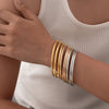 Women Gold Color Stainless Steel Cuff Bracelet, Chic Jewelry Wristband Plain Slip Bangle, Stacking Bracelet Gift to Young Girls - Image 3