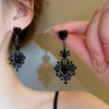 Inlaid Rhinestones Heart Pendant Earrings for Women Black Color Dangle Earring Cool Punk Party Jewelry Gift K1 - Image 1