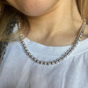 Silver 6mm Smooth Beads Ball Chain Necklace For Women Wedding Engagement Jewelry 45cm - Image 1