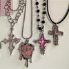 Gothic Y2K Pink Cross Heart Pendant Chain Choker Necklace For Women Egirl Hip Hop Punk Charms Aesthetic Jewelry Emo Accessories - Image 3