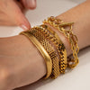 Link Chain Stainless Steel Bangle Bracelet for Women Golden Metal Texture Jewelry Beach Gift Man - Image 22