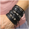 Punk Multilayer Antique Leather Bracelet Set Skull Eye Star Charms Hiphop Rock Y2K Vintage Pu Gothic Wristband Man Goth Jewelry - Image 1