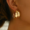 Stainless Steel Chunky Hoop Earrings for Women Girls Gold Color Double Ring Thick Geometric Drop Earrings Statement Jewelry Gift - Image 2