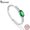 Silver Oval Gemstone Ring for Women Green Pink Zirconium Prongs Setting Ring Wedding Bridal Jewelry Gift - Image 5