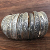Antique Silver-Tone Open Cuff Bracelet with Snake and Floral Motifs - Image 5