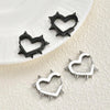Creative Gothic Punk Rivet Heart Hoop Earrings, Stainless Steel Geometric Piercing Earrings, Unique Cool Jewelry for Party - Image 1