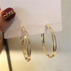 Female Big White Round Hoop Earrings Gold Color Color Wedding Earrings Double Zircon Stone Earrings For Women - Image 5