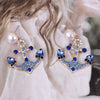 Creative Anchor Pearl Earrings For Women Vintage Rhinestone Charms Cross Pendant Earrings Office Party Jewelry Lady Gift - Image 2