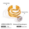 Minimalist Gold Color Plated Stainless Steel Double tone Line Hollow Steel Ball Ring Personality Statement Stackable - Image 10