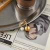 Minimalist Classic Gold Color Plated Glass Pearl Asymmetric Spherical Ring Stainless Steel Women's Jewelry - Image 6