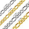 Stainless Steel Cuban Figaro and Wheat Link Necklace in 5 mm or 7 mm Widths - Image 5