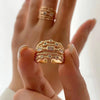 Hollow Sun Ring with Natural Stone in Gold-Tone - Image 1